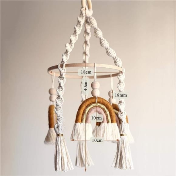 Hanging Macrame Baby Mobile Rainbow Baby Crib Mobile Kids Room Nursery Decor - Picture 4 of 6